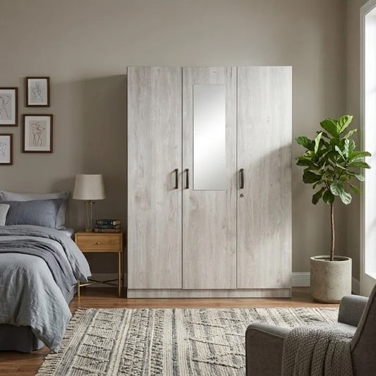 Modern 3-Door Wardrobe with Mirror Model No. 531