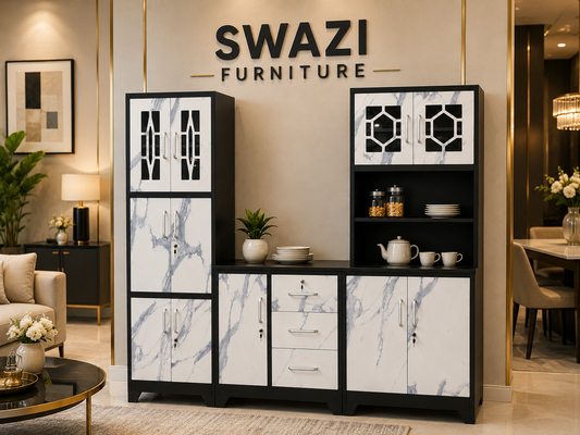 Modern Steel Kitchen Storage Cabinet Set