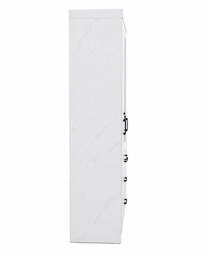 3 Door Wardrobe with Mirror – White Marble Finish Model No. H3