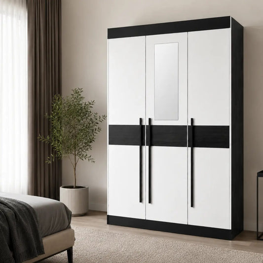Modern 3-Door Wardrobe with Mirror Model No. 761